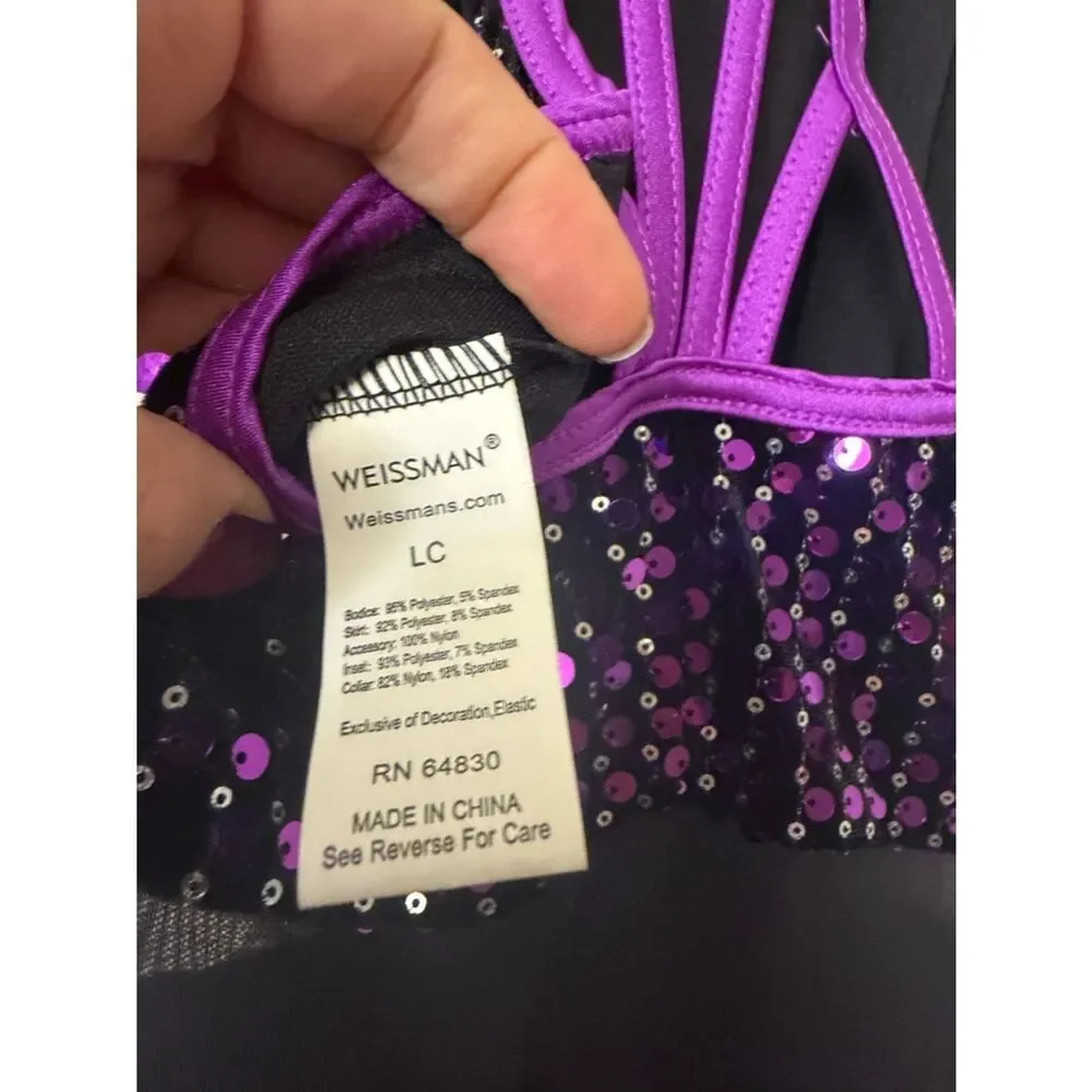 WEISSMAN Dance purple sequin costume dress Barracuda 16310 LC-large child